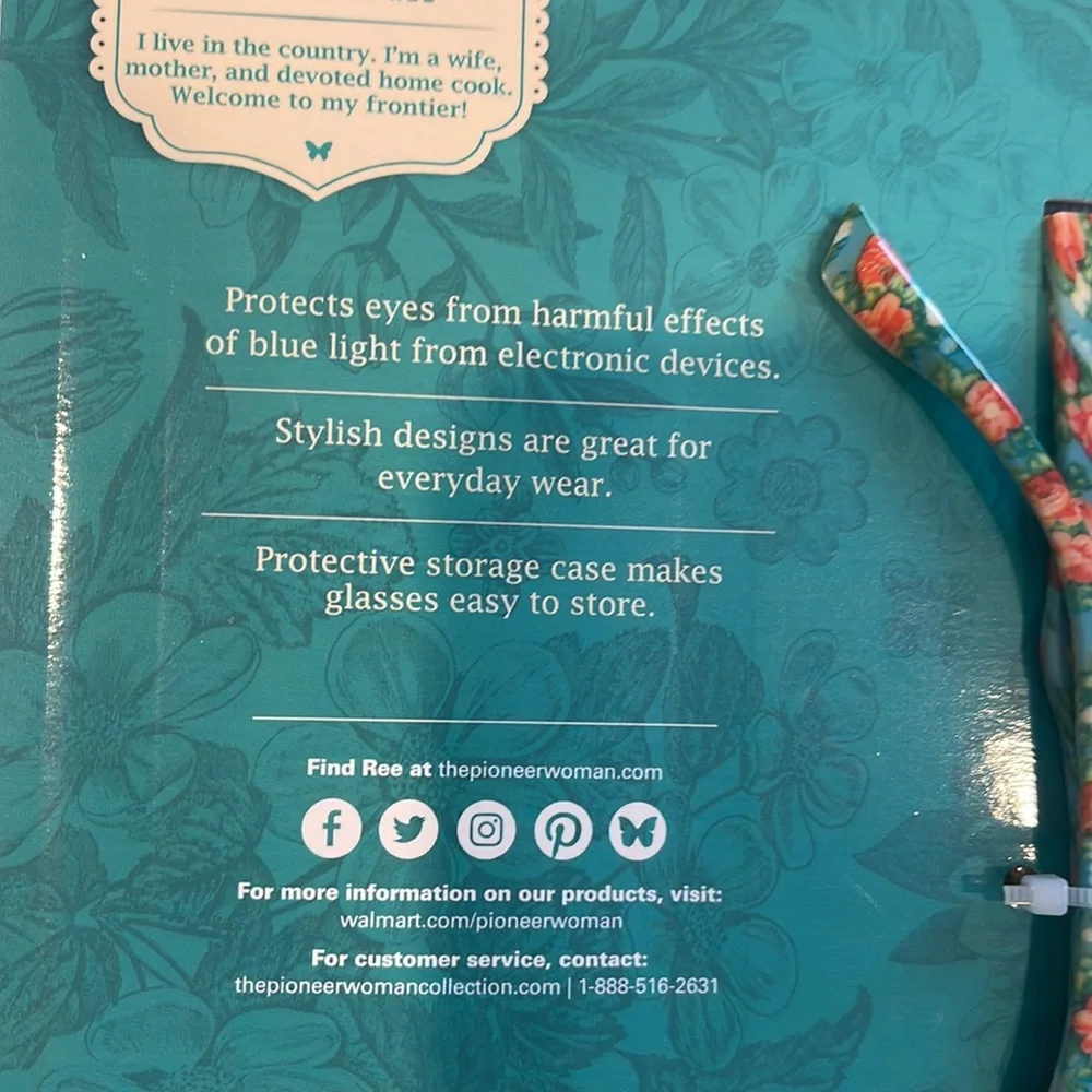 The Pioneer Woman vintage floral blue light screen protection glasses NEW